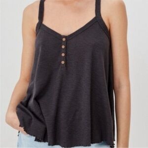 American Eagle Gray Ribbed Flowy Tank Top